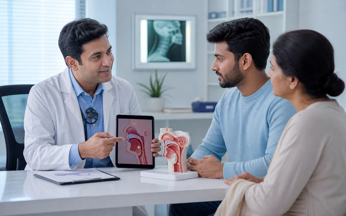 Tonsillectomy throat care consultation in an ENT clinic